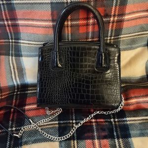 Crocodile embossed handbag